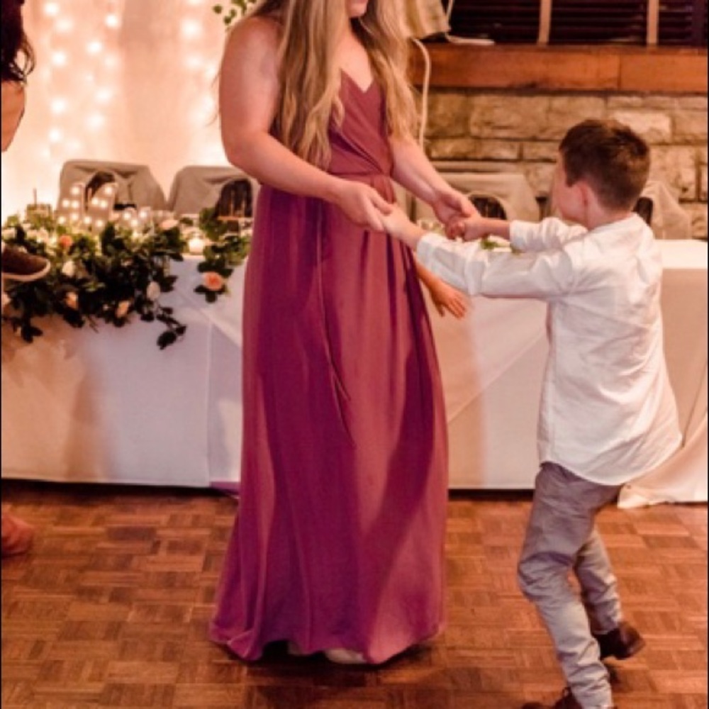 David’s bridal double strap long georgette dress - Picture 4 of 4